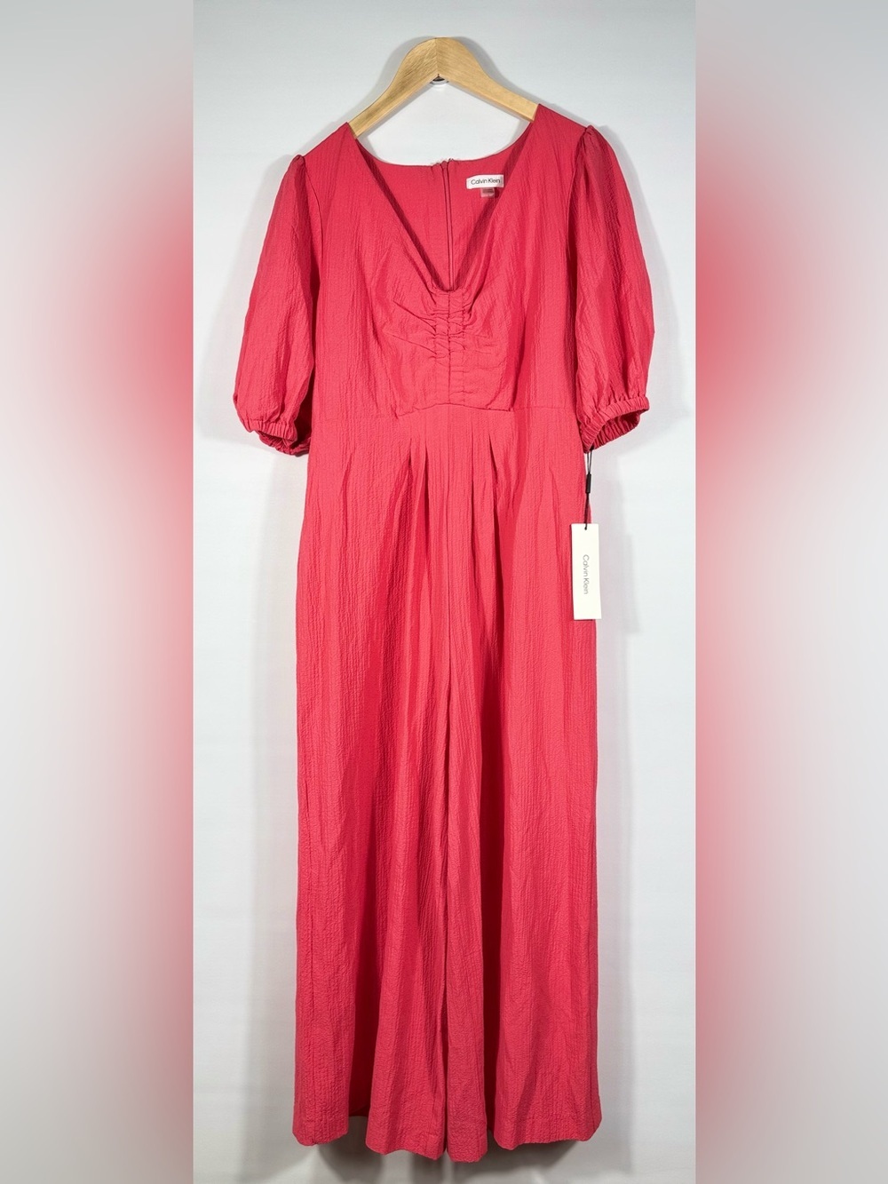NEW Calvin Klein Women's 12 Puff-Sleeve V Neck Jumpsuit • Reg Price $144